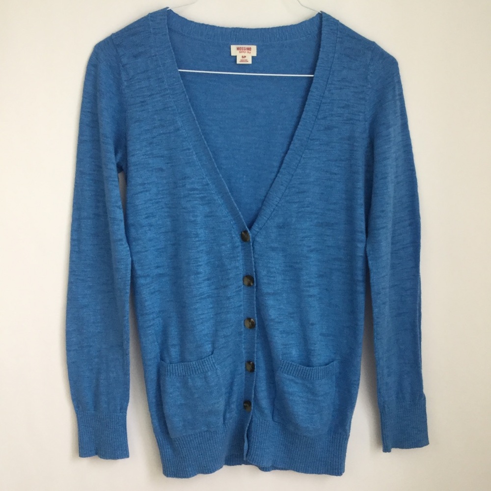 Mossimo Blue Cardigan Sweater V Neck Pockets
